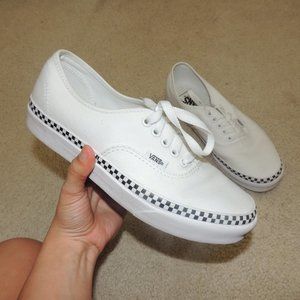 white vans with checkered trim